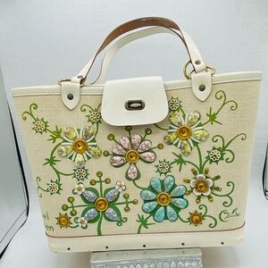 Vintage Enid Collin’s Bejeweled “Jewel Garden” Floral Design Embellished Purse
